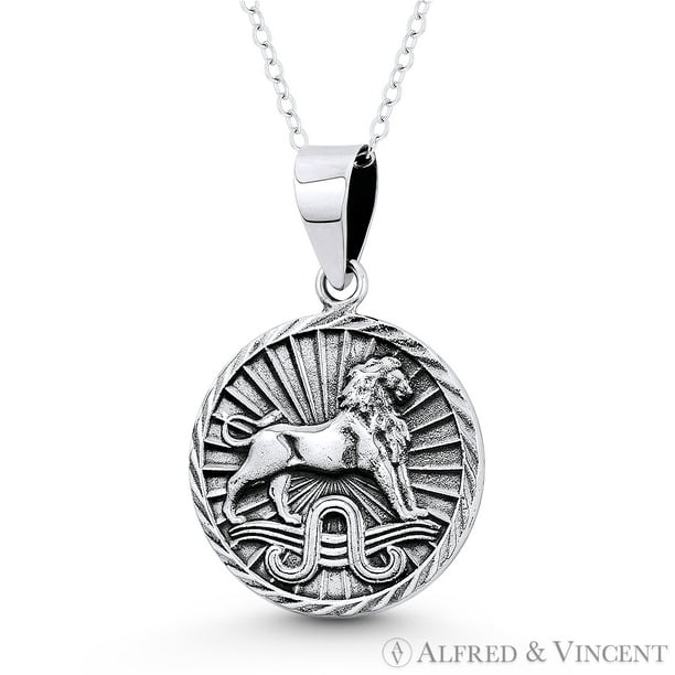 Astrology Jewelry 925 Sterling Silver Cancer July Zodiac Sign Round Pendant Necklace 